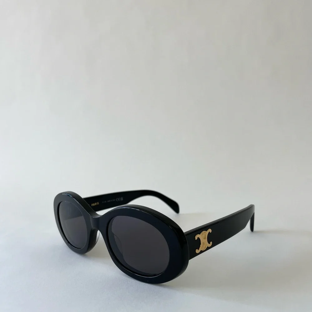 NWT CELINE Oval Triomphe Sunglasses, Black Acetate, 100% AUTHENTIC!! - Picture 10 of 10